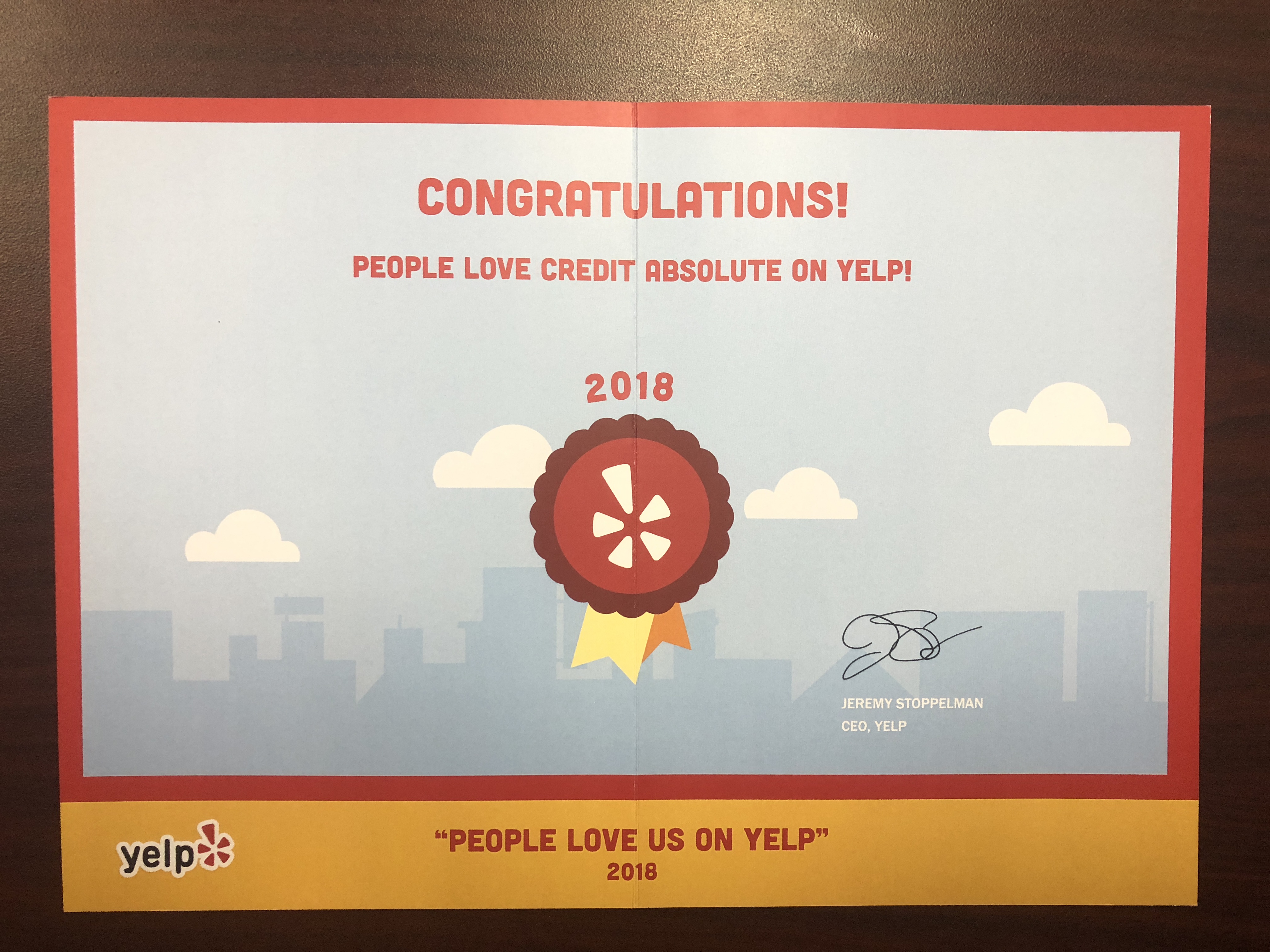 People Love us on Yelp Award